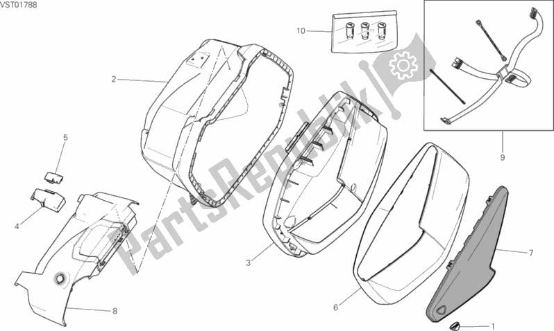 Tutte le parti per il Borsa Laterale Sinistra del Ducati Multistrada 950 S Touring 2019